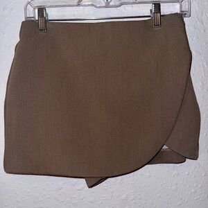 Zara Tan Mini Wrap Skirt